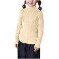 thumbnail image 1 of LOVZFMLL Girl's Sweater, Turtleneck Ribbed Pullover Solid Color, Casual Essential Cozy Stretchy Layering Top Fall Winter Top Newborn Girls Clothes for 0-1 Years, 1 of 4