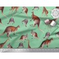 thumbnail image 2 of Soimoi Green Rayon Fabric Kangaroo & Giraffe Animal Print Fabric by Yard 42 Inch Wide, 2 of 3