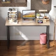 thumbnail image 2 of BestOffice Modern Computer Desk for Home Office, Writing Study Table with Metal Frame, White, 2 of 7