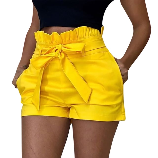 Cameland Short pour Femmes à Poches, Jambe Grand, Couleur Unie