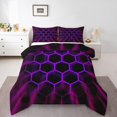 thumbnail image 2 of Erosebridal Chic Honeycomb Bedding Queen Comforter Set, Purple Down Comforter, Abstract Geometry Decor, Reversible 3-Piece, 2 of 8