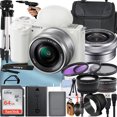 thumbnail image 2 of Sony Alpha ZV-E10 Mirrorless Vlog Camera With 16-50mm Lens + 64GB Memory Card + Filter Kit + Tripod + Case + ZeeTech Accessory Bundle (White), 2 of 2