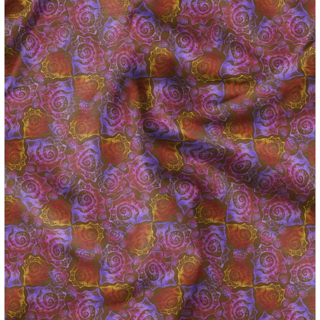 Soimoi Brown Poly Georgette Fabric Shells Ocean Decor Fabric Printed Yard 42 Inch Wide