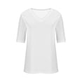thumbnail image 4 of Timegard Womens Tops V-Neck 1/2 Sleeve Solid Color Basic Tee Shirts Comfy Blouse Casual Tunic Tops, 4 of 6