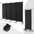 thumbnail image 3 of Costway 4-Panel Folding Room Divider 6FT Rolling Privacy Screen with Lockable Wheels Black, 3 of 9