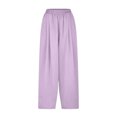 thumbnail image 4 of LSLJS Women's Spring and Solid Color Elastic Waist Cotton Linen Versatile Straight Tube Casual Wide Leg Pants Womens Work Pants, 4 of 6