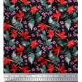 thumbnail image 1 of Soimoi Poly Georgette Fabric Spruce Leaves & Lily Floral Print Fabric by The Yard 52 Inch Wide, 1 of 3