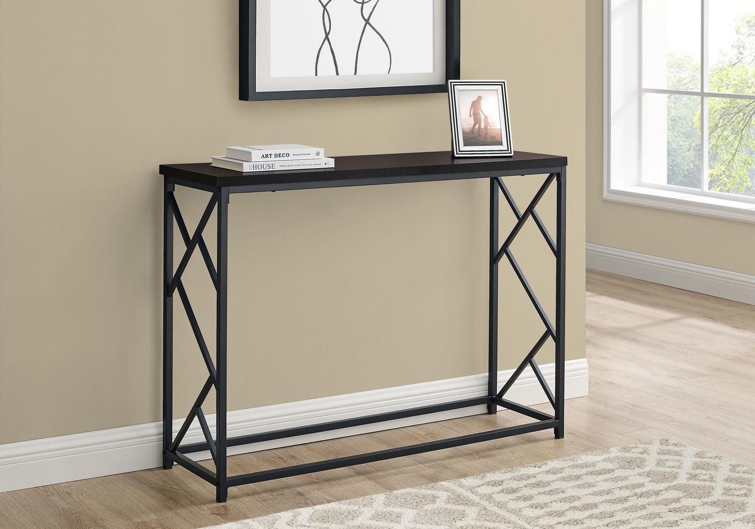 Monarch Specialties Table D'appoint, Console, Entrée, Étroit, Sofa, Salon, Chambre À Coucher, Métal, Stratifié, Brun, Noir, Contemporain, Moderne