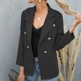 thumbnail image 4 of Pompotops Manteau Blazer Court pour Femme, Couleur Unie, Mode, Col à Revers, Boutons, Manches Longues, Liquidation, 4 of 5