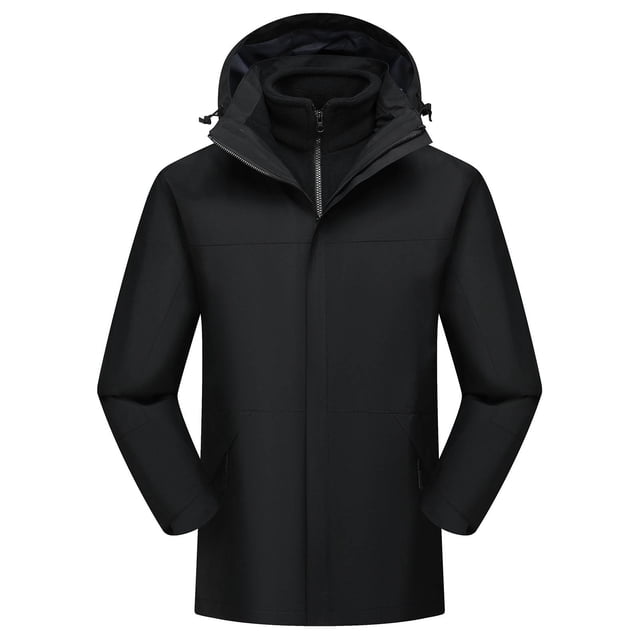 Pisexur Vestes pour Hommes Manteaux Confortables pour Hommes Unisexe à Capuche Manches Longues Patchwork Fermeture Éclair Coquille Rigide Molleton Randonnée Vêtement Manteau Noir,m
