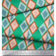 thumbnail image 3 of Soimoi Green Poly Georgette Fabric Stripe & Diamond Geometric Print Sewing Fabric Yard 42 Inch Wide, 3 of 3
