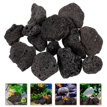 1set Of Large Black Lava Rocks - Black Lava Stones, Aquarium Volcanic Lava Stones, Aquarium Filter Decorative Fish Tank, Pebbles Vase Fillers, For Underwater Landscape Plant Pot Bonsai, 200g