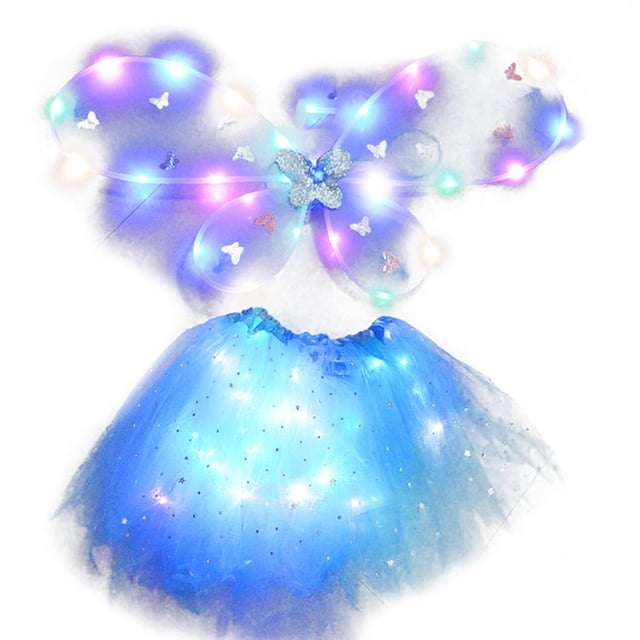 Jupe Tutu d'Halloween à DEL Robe en Tulle de Fête Jupe de Cosplay avec Ailes pour Enfants