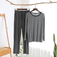 thumbnail image 1 of RKSTN Ensemble de Pyjama pour Homme Ensembles de Pyjamas à la Mode Automne Détente Col Rond Manches Longues Chandail Ensembles de Pjs Confortable 2 Pcs Décontracté Tenue d'Intérieur d'Hiver, 1 of 3