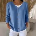 thumbnail image 2 of Feancey Plus Size Cardigans for Women Lightweight Long Sleeve Button Sweaters Thin Casual Open Front Cardigan Sweater Ribbed Knit Jackets Blue L, 2 of 6