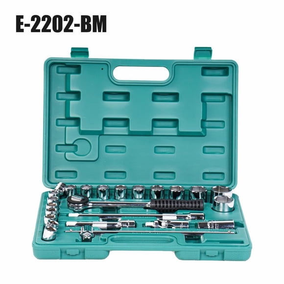 Sockets Set Of 24 Pcs, 12.7, 1-2 Inch Sq Drive, Bmc Pack, Chrome Vanadium Steel | Wrench Set 6pt - Below Set, Metal Tool Box Socket Spanners - E-2202-624-Bm | High-Quality Spanner Set