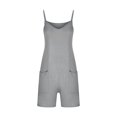 thumbnail image 4 of Combinaison pour Femme Été à Encolure Dégagée Unie Sans Manches Décontractée Courte Combinaisons Courtes avec Poches Salopettes Pantalons pour Dames, 4 of 6