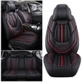 thumbnail image 2 of Maidao Car Seat Covers Leather Set for Mercedes-Benz for E300 2000-Present 5 Seats Compatible Airbag Water Resistant Front Rear Cushion Protector with Pillow and Headrest Black, 2 of 7