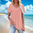 thumbnail image 2 of Timegard Womens Summer Tops Ruched Drop Shoulder V Neck Short Sleeve Casual Loose Comfy Blouse Tops, 2 of 6