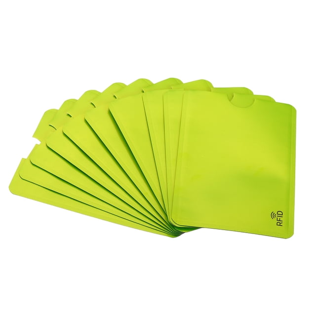 Unique Bargains RFID Blocking Sleeves Identity Theft Prevention Credit Cards Secure Protector Holders Sleeves Green 20Pack