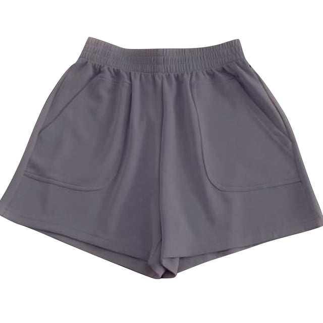 Womens Solid Color High Waisted Loose Slimming Wide Leg Pants Solid Color Casual Shorts
