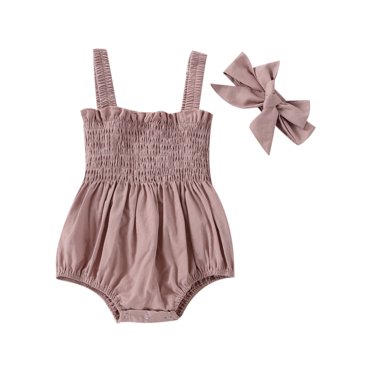 Xingqing 4 Colors Infant Baby Girls Boys Jumpsuit Clothing Solid Strap Sleeveless Button Romper Clothes