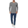 thumbnail image 2 of INSPIRE CHIC T-Shirt pour Homme à Rayures Col Rond Manches Longues Chandail Haut 38 Blanc Noir, 2 of 7