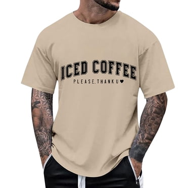 BOBOGOJP T-Shirts pour Hommes à Manches Courtes Imprimés Col Rond T-Shirt (Kaki,4TG)