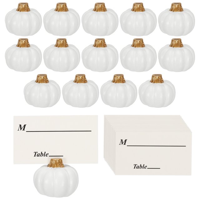 Uxcell Pumpkin Place Card Holder, 15 Pcs Thanksgiving Fall Name Card Holder, White