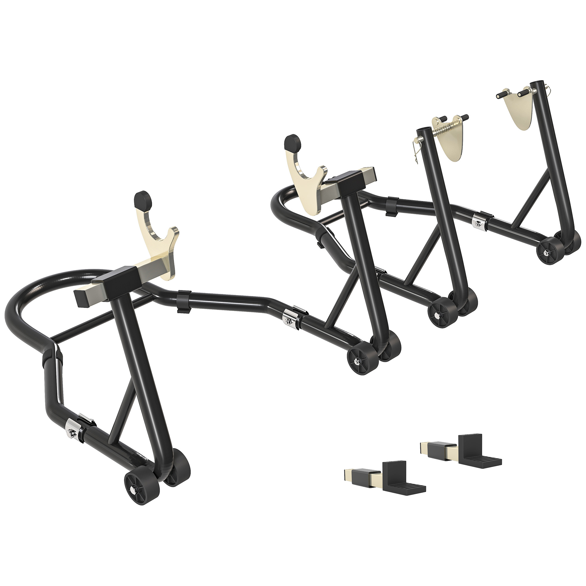 HOMCOM Ensemble de Béquille pour Moto, Béquille de Levage de Paddock pour Roues avant et Arrière de 850 Lb