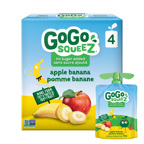 GoGo squeeZ Fruit Sauce, Apple Banana, No Sugar Added. 90g per pouch, 4 Pouches