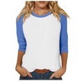 thumbnail image 1 of TSADFHJI sous-Vêtements en Coton pour Femmes Blanc Haut à Manches 3/4 Été Décontracté Polyvalent Raglan Col Rond Chemise Décontractée Top S Bleu Clair, 1 of 5
