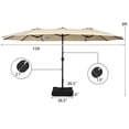 thumbnail image 3 of Costway Parasol de Patio Double Face Jumeau de 15 Pi pour l'Extérieur, Style Marché, avec Manivelle et Base, Beige, 3 of 10