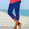 thumbnail image 3 of FNFYFH Clearance Womens 2 Pack Yoga Capri Pants Solid Color Leggings Set,Blue, 3 of 5