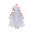 thumbnail image 1 of Robe Fille Gris Col Licou Fête Dentelle Tulle Élégante Sans Manches 6 Ans, 1 of 7