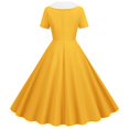 thumbnail image 4 of B91xZ Robes pour Femmes Manches Courtes Décontractées Amples Robe Midi Boutonnée avec Poches, Jaune P, 4 of 4