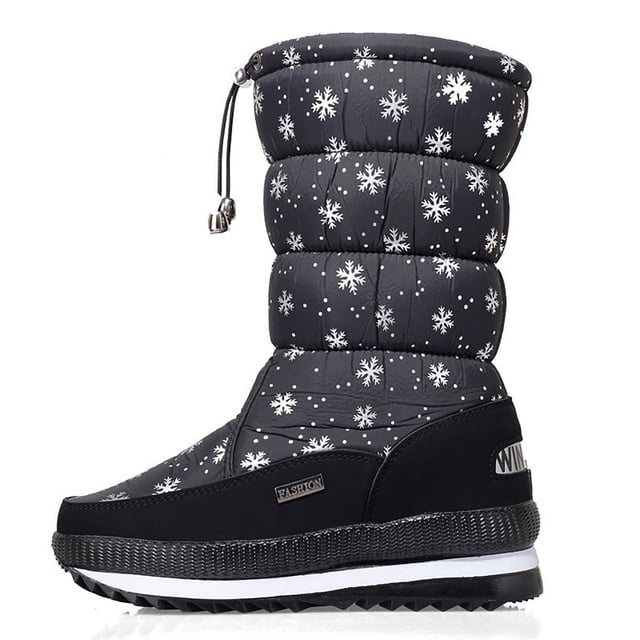 Kcodviy Women's Winter Solid Color Snow Womens Boots Thick Soled and Fleece Womens insulated Snow Boots Protective Snow Boots Slip Womens Snow Boots Size 61/2 on Boots
