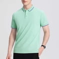 thumbnail image 1 of Styesk T Shirts for Man Solid-Color Casual Button Short Sleeve Turndown Collar Blouse Shirt, 1 of 5
