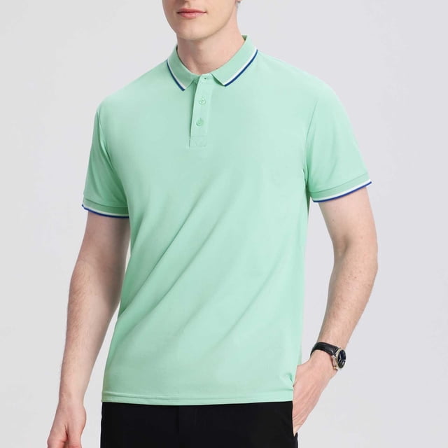 Styesk T Shirts for Man Solid-Color Casual Button Short Sleeve Turndown Collar Blouse Shirt