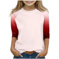 thumbnail image 1 of SERTG T-Shirt Mode Enfant Col Rond Manches 3/4 Imprimé Col Rond pour Été et Printemps 4-15 Ans (Blanc3,13 Ans), 1 of 7