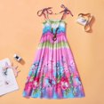 thumbnail image 2 of Robe d'Été Filles Robe de Fleurs Enfants Fille Belle Robe Bohème Plage Robes de Coton Sans Manches Arc-en-Ciel Robe de Soleil avec Collier 2-10 Ans, 2 of 9
