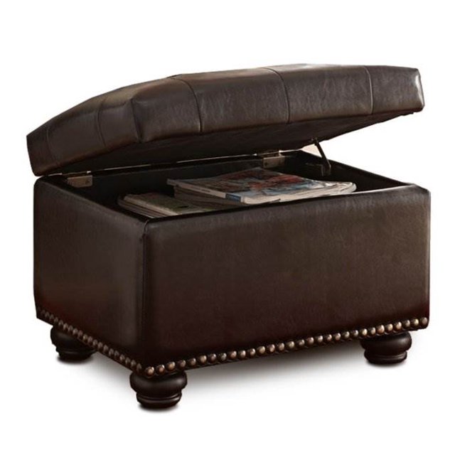 Designs4Comfort Ottoman de Rangement 5th Avenue en Cuir Synthétique Espresso