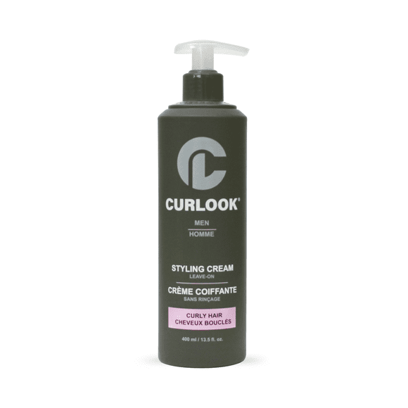 Curlook Curly Hair Leave-in Styling Cream for Men | Silicone-Free - 400ml (13.5 oz) - Transforms and revives hair into soft, flexible and defined curls | Made in Canada