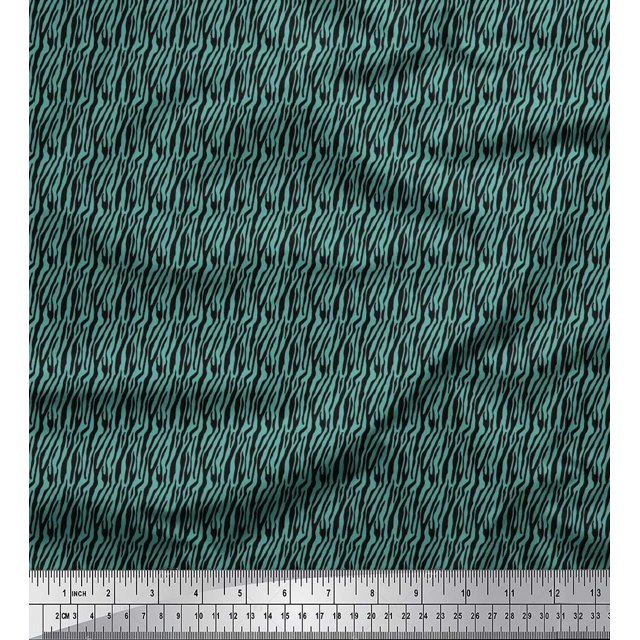 Soimoi Blue Poly Georgette Fabric Wild Animal Skin Small Print Fabric by The Yard 52 Inch Wide