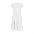 thumbnail image 3 of Mgmyaa Robe d'Été à Volants à Manches Courtes Smockée pour Filles, Col Ras du Cou, Ligne A, Fluide, Mini, Taille 5-15 Ans, 3 of 5