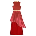 thumbnail image 4 of Lejafay Tenue de Danse de Louange pour Femme Robe de Culte Liturgique Asymétrique avec Pantalon à Jambe Grand Tenues Rouge TG, 4 of 7