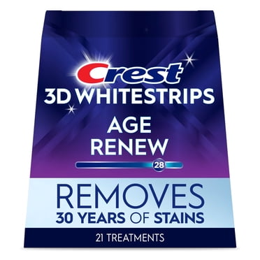 Crest 3D Whitestrips Traitement Rajeunissant Trousse de Blanchiment des Dents à Domicile, 21 Traitements, 28 Niveaux Plus Blancs