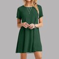 thumbnail image 1 of Meichang Robes d'Été pour Femmes 2024 Robe T-Shirt Midi Décontractée à Manches Courtes Robes Évasées Unies à Col Rond Robe de Vacances Robes Boho de Plage, 1 of 3