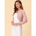 thumbnail image 3 of INSPIRE CHIC Cardigan Boléro Court Élégant Uni à Ourlet Arrondi à Manches Longues pour Femme Rose TG, 3 of 5
