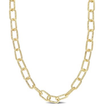 Miabella 18K Yellow Gold Plated Sterling Silver Paperclip Necklace